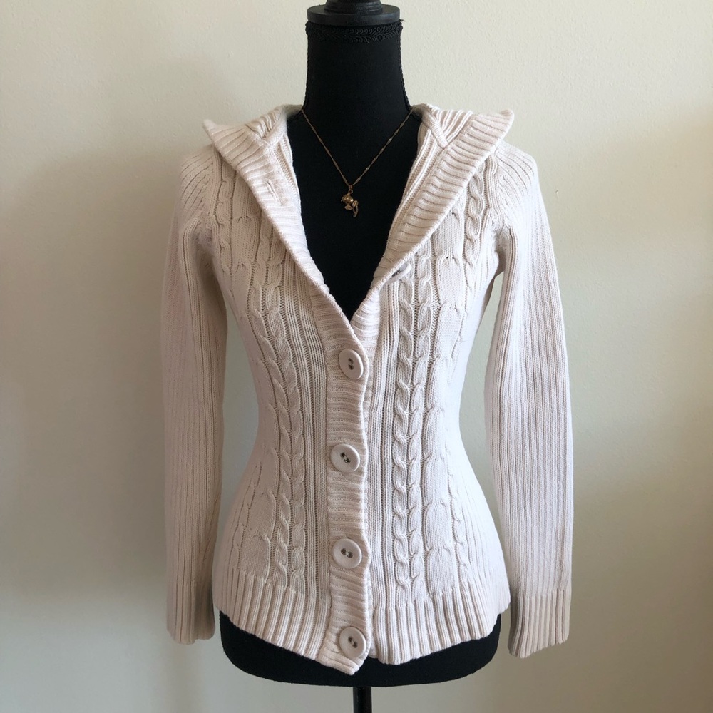 Women's Ivory Cable Knit Cardigan